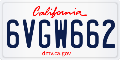 CA license plate 6VGW662