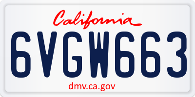 CA license plate 6VGW663
