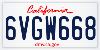 CA license plate 6VGW668