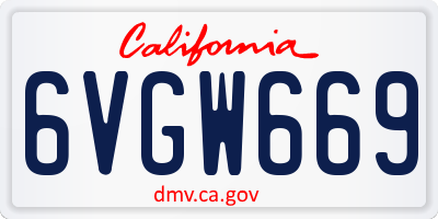 CA license plate 6VGW669