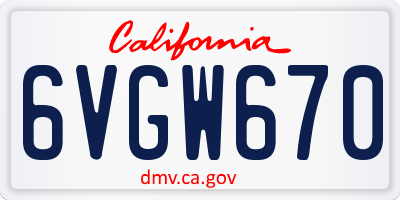 CA license plate 6VGW670