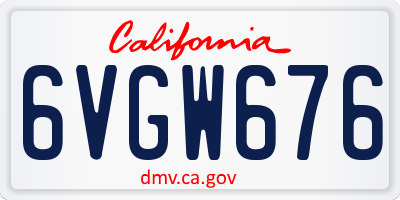CA license plate 6VGW676