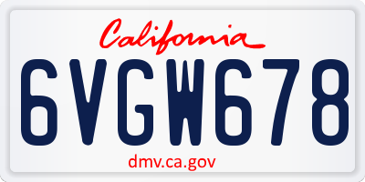 CA license plate 6VGW678