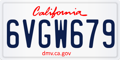 CA license plate 6VGW679