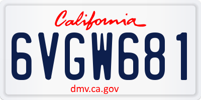 CA license plate 6VGW681