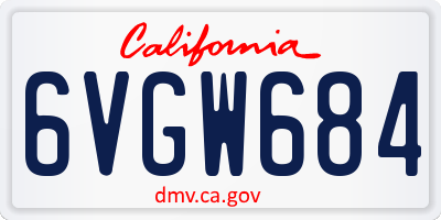 CA license plate 6VGW684