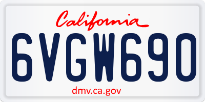 CA license plate 6VGW690