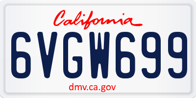 CA license plate 6VGW699