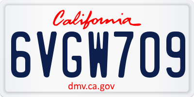 CA license plate 6VGW709