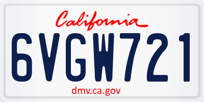 CA license plate 6VGW721
