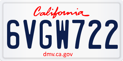 CA license plate 6VGW722
