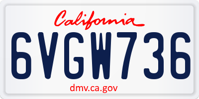 CA license plate 6VGW736