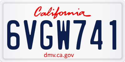 CA license plate 6VGW741
