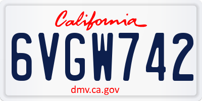 CA license plate 6VGW742