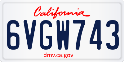 CA license plate 6VGW743