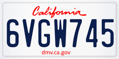 CA license plate 6VGW745