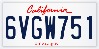 CA license plate 6VGW751