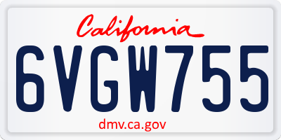 CA license plate 6VGW755