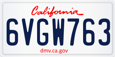 CA license plate 6VGW763