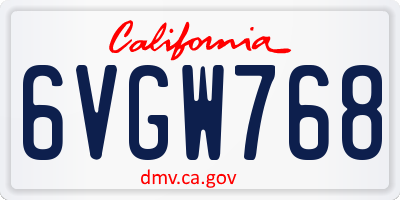 CA license plate 6VGW768