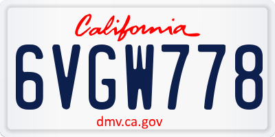 CA license plate 6VGW778