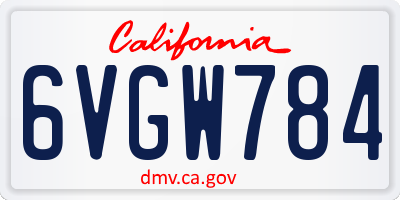 CA license plate 6VGW784