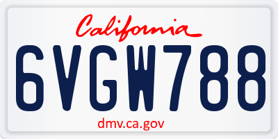 CA license plate 6VGW788