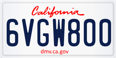 CA license plate 6VGW800