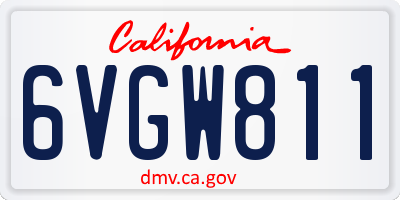 CA license plate 6VGW811