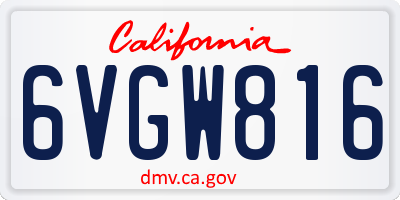 CA license plate 6VGW816