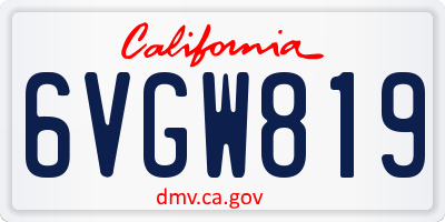 CA license plate 6VGW819
