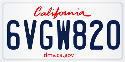 CA license plate 6VGW820