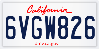 CA license plate 6VGW826