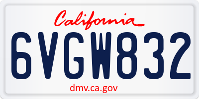 CA license plate 6VGW832