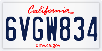 CA license plate 6VGW834