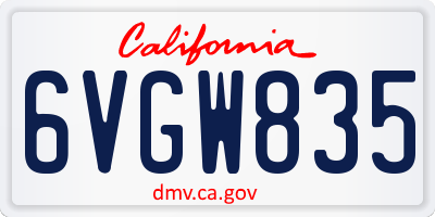 CA license plate 6VGW835