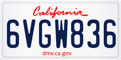CA license plate 6VGW836