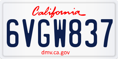 CA license plate 6VGW837