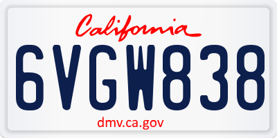 CA license plate 6VGW838