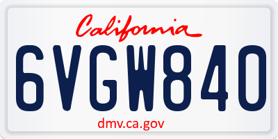 CA license plate 6VGW840