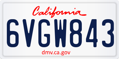 CA license plate 6VGW843