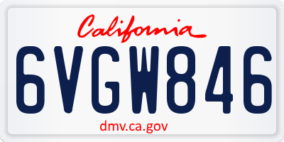 CA license plate 6VGW846