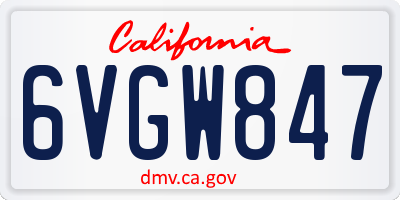 CA license plate 6VGW847