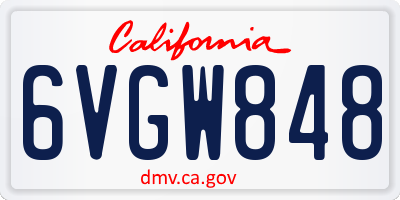 CA license plate 6VGW848