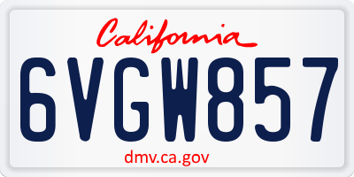 CA license plate 6VGW857