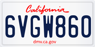 CA license plate 6VGW860