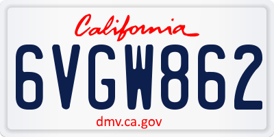 CA license plate 6VGW862