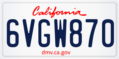 CA license plate 6VGW870