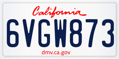 CA license plate 6VGW873
