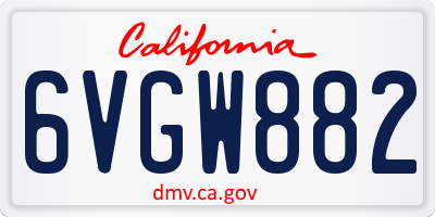 CA license plate 6VGW882